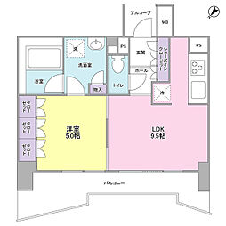 LaSante五反田 1DKの間取図画像