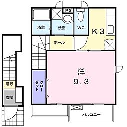 ロサブランカ 1Kの間取図画像