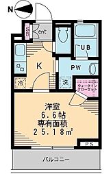 セレリーオ・ニッコー 1Kの間取図画像