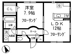 タカホアパートメント 1階1LDKの間取り