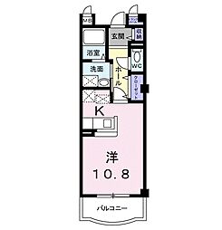 ウエストメゾン ワンルームの間取図画像