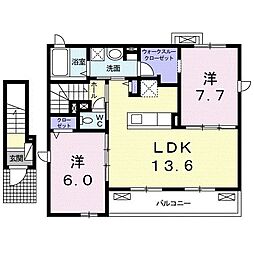 エスペランス 2LDKの間取図画像