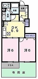 ヴィラ・シャルマン 2DKの間取図画像