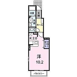 クレースト1 ワンルームの間取図画像