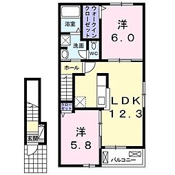 メルティングポット琴寄1 2LDKの間取図画像