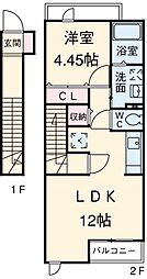 シエル 1LDKの間取図画像