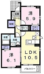 ラナチュール2 2LDKの間取図画像