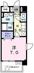 センチュリー善 1Kの間取図画像