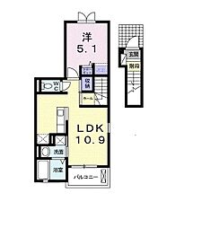 アビターレ 1LDKの間取図画像