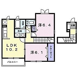 レインボーヒルズ2 2LDKの間取図画像