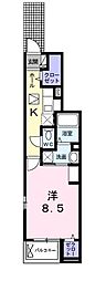 サマーフィールド 1Kの間取図画像
