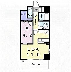 エスポワール豊 1LDKの間取図画像
