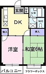 エルディム秀宝 2DKの間取図画像