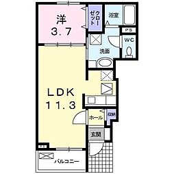 カーサ・ソラーレA 1LDKの間取図画像