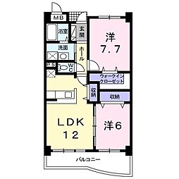 エヴァーグリーンハイツ 2LDKの間取図画像