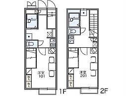 レオパレスシャルム出口B 1Kの間取図画像