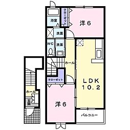 アヴァンシアB 2LDKの間取図画像
