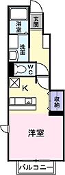 サンワハイツD棟 ワンルームの間取図画像