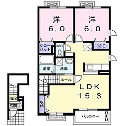 サニーハウス 2LDKの間取図画像