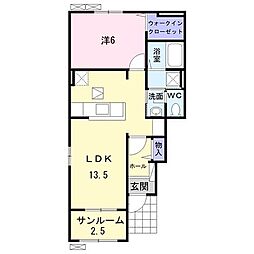 クリスタルA 1LDKの間取図画像