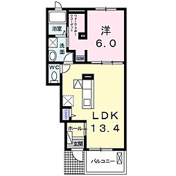 ウィル2 1LDKの間取図画像