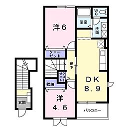 パークスクウェア・サイトウB 2DKの間取図画像