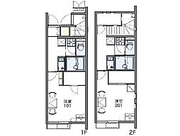 レオネクストグレースkanke 1Kの間取図画像