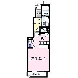 サンディーアC ワンルームの間取図画像