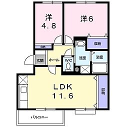 メゾン・ド・ソレイユA 2LDKの間取図画像