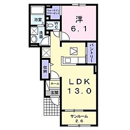リベラ2 1LDKの間取図画像