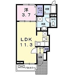 レジデンスK&B 1LDKの間取図画像