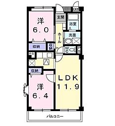 グラシュー 2LDKの間取図画像