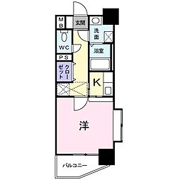ルネス六本松 1Kの間取図画像