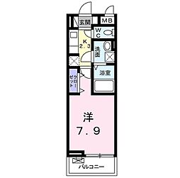 フラン 1Kの間取図画像