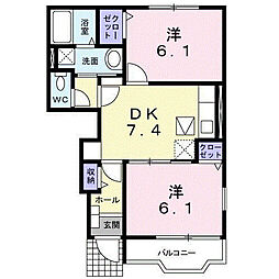 ファイン・ブリーズ 2DKの間取図画像