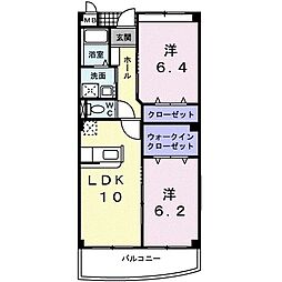 ゼファー 2LDKの間取図画像