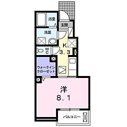 デュアルカンシエル2 1Kの間取図画像
