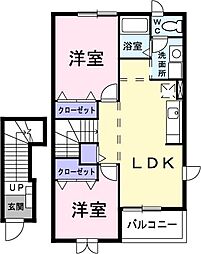 リッチモンドD 2LDKの間取図画像