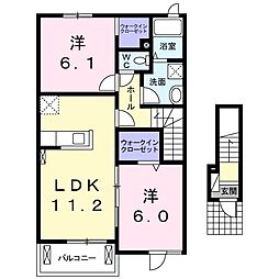 エスポワール1 2LDKの間取図画像