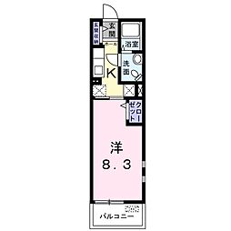 JR常磐線 土浦駅 徒歩28分の賃貸マンション 2階1Kの間取り