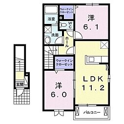 アプリークムA 2LDKの間取図画像