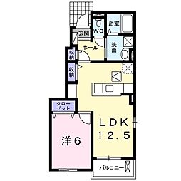 エーデルシュロス 1LDKの間取図画像