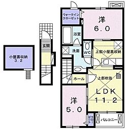 プラナスB 2LDKの間取図画像