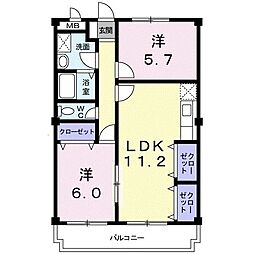 マリッチアロー 2LDKの間取図画像