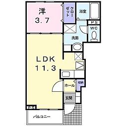 JR東海道本線 豊橋駅 バス11分 牟呂学校前下車 徒歩5分の賃貸アパート 1階1LDKの間取り