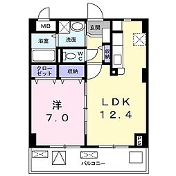 阪急京都本線 水無瀬駅 徒歩5分の賃貸マンション 2階1LDKの間取り