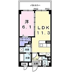 グレイスパグーロJ 1LDKの間取図画像