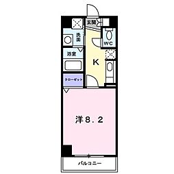 グランツェントB 1Kの間取図画像