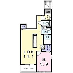 オアシス 1LDKの間取図画像