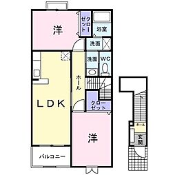 ウエストスクエアB 2LDKの間取図画像